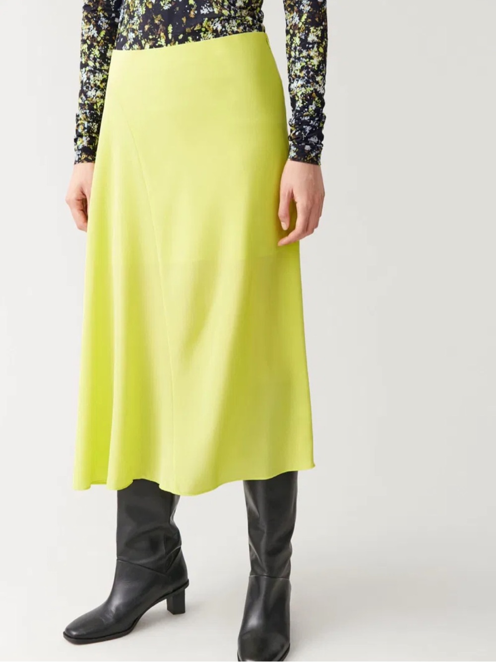 COS Neon Yellow A-Line Skirt